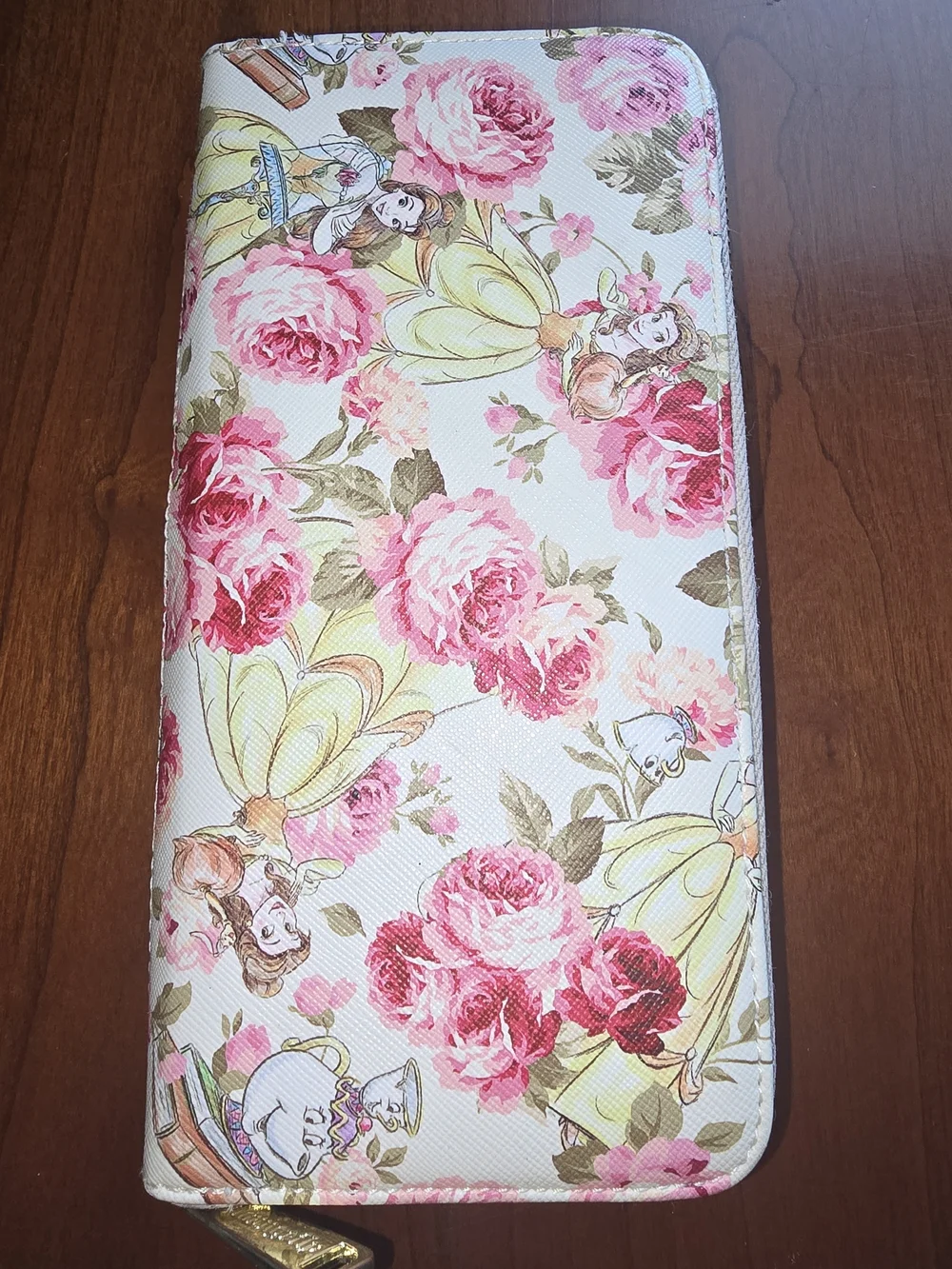 Disney Loungefly Belle Floral Zip Wallet - EUC - Beauty And The Beast